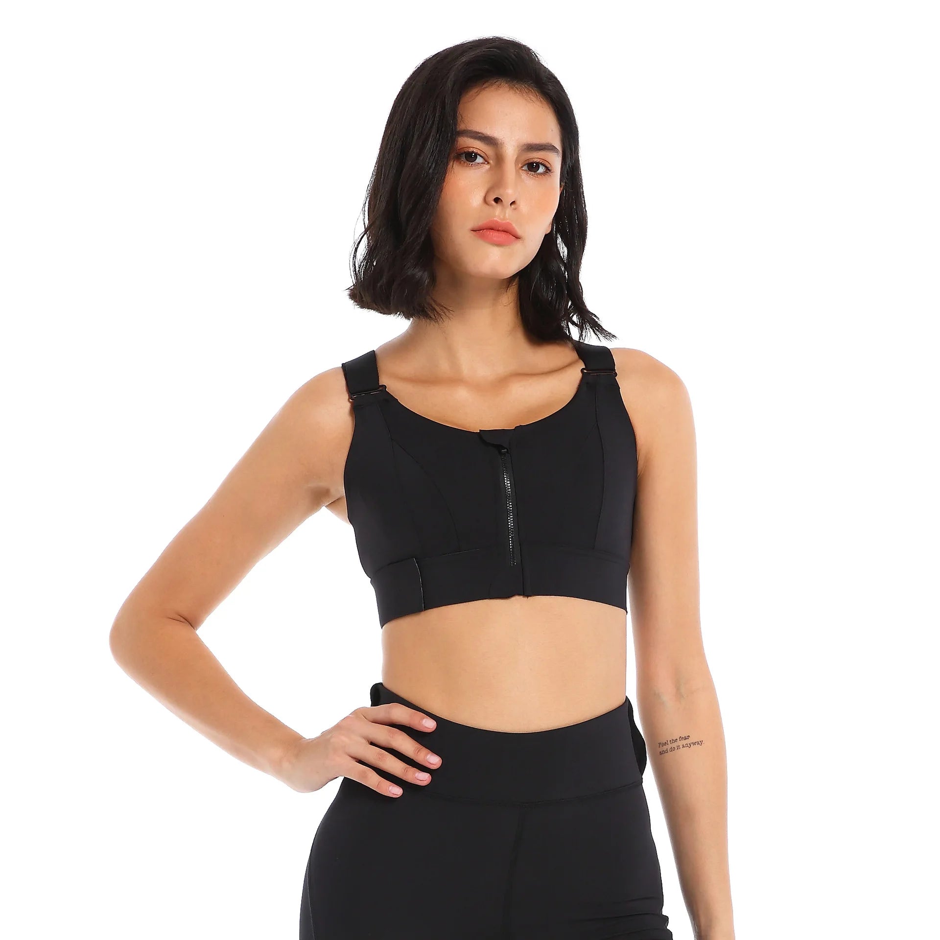 Front Zipper Sports Bra For Women Gym Plus Size 5XL Velcro Adjustable Fitness Yoga Shockproof High Support All-in-one Bras Top