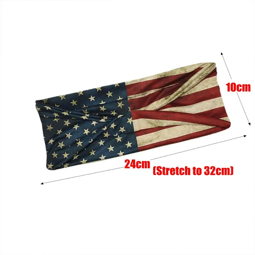 1PC Flag Pattern Stretchable Sports Headband Men Women Fitness Sweat Bands Anti-Slip Yoga Hair Bands Oudoor Headband Scarf
