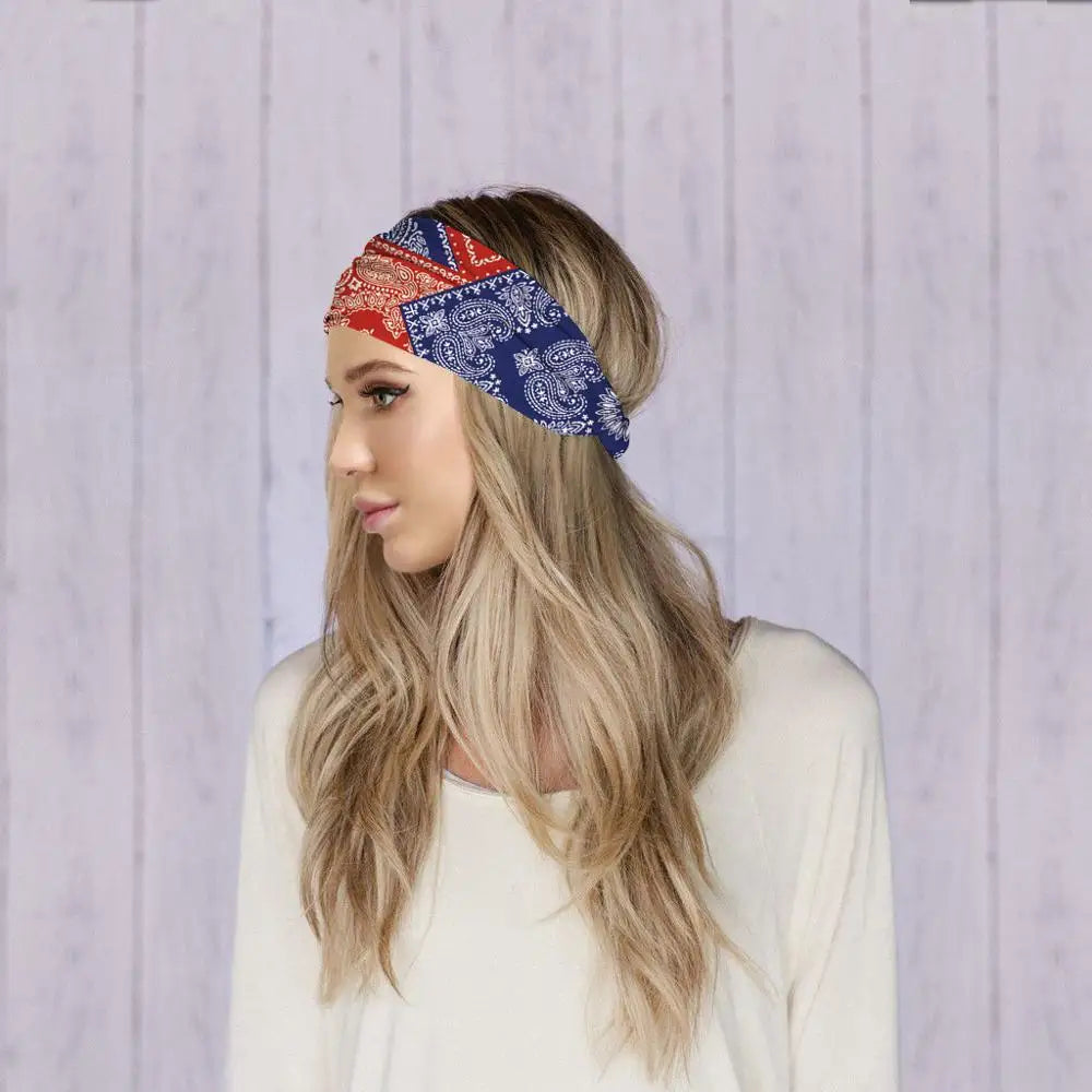 1PC Flag Pattern Stretchable Sports Headband Men Women Fitness Sweat Bands Anti-Slip Yoga Hair Bands Oudoor Headband Scarf
