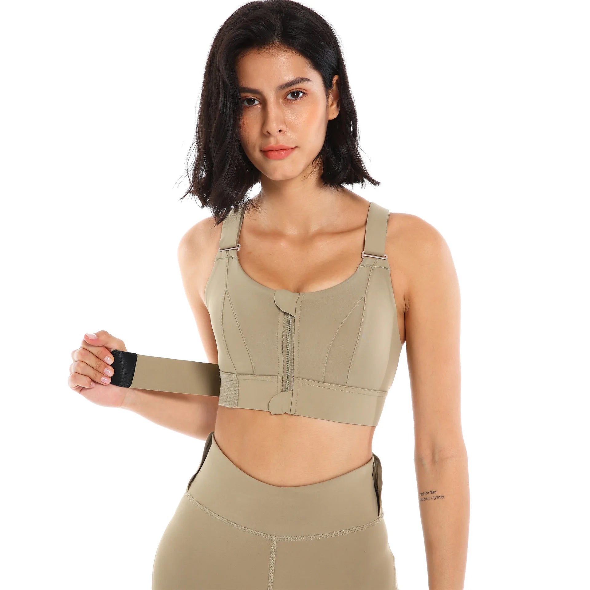 Front Zipper Sports Bra For Women Gym Plus Size 5XL Velcro Adjustable Fitness Yoga Shockproof High Support All-in-one Bras Top
