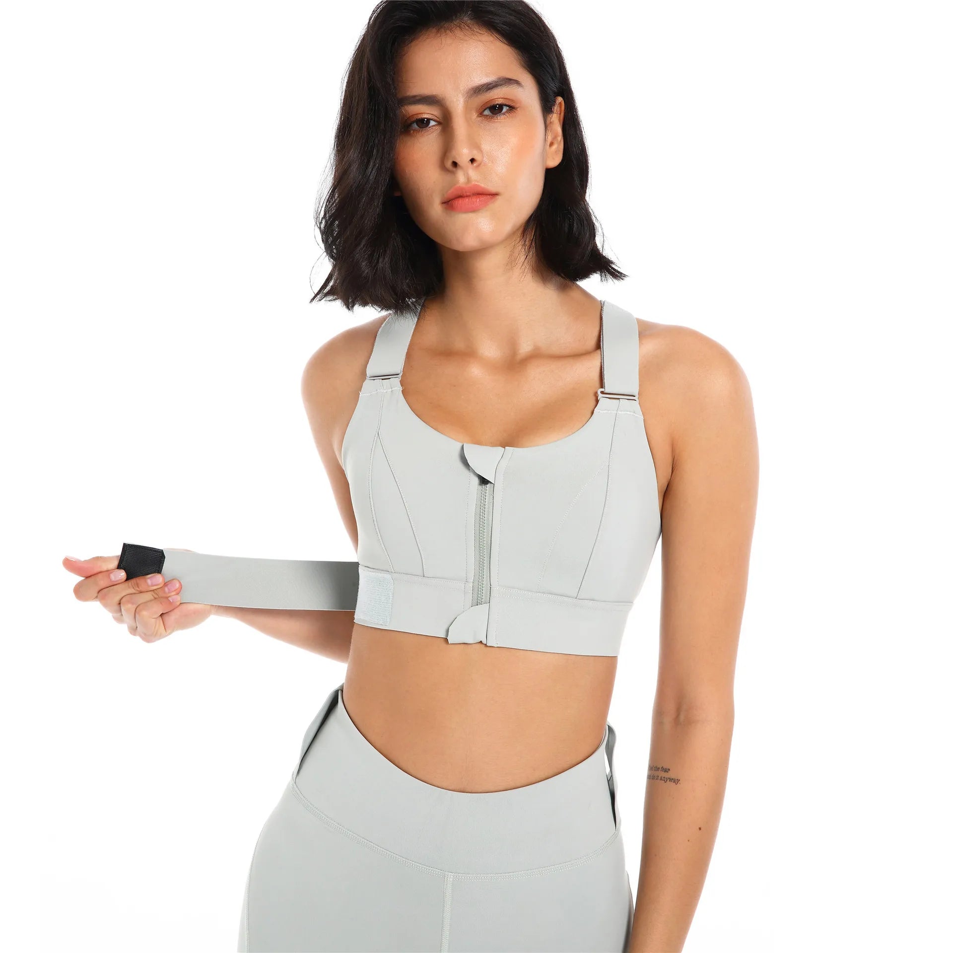 Front Zipper Sports Bra For Women Gym Plus Size 5XL Velcro Adjustable Fitness Yoga Shockproof High Support All-in-one Bras Top