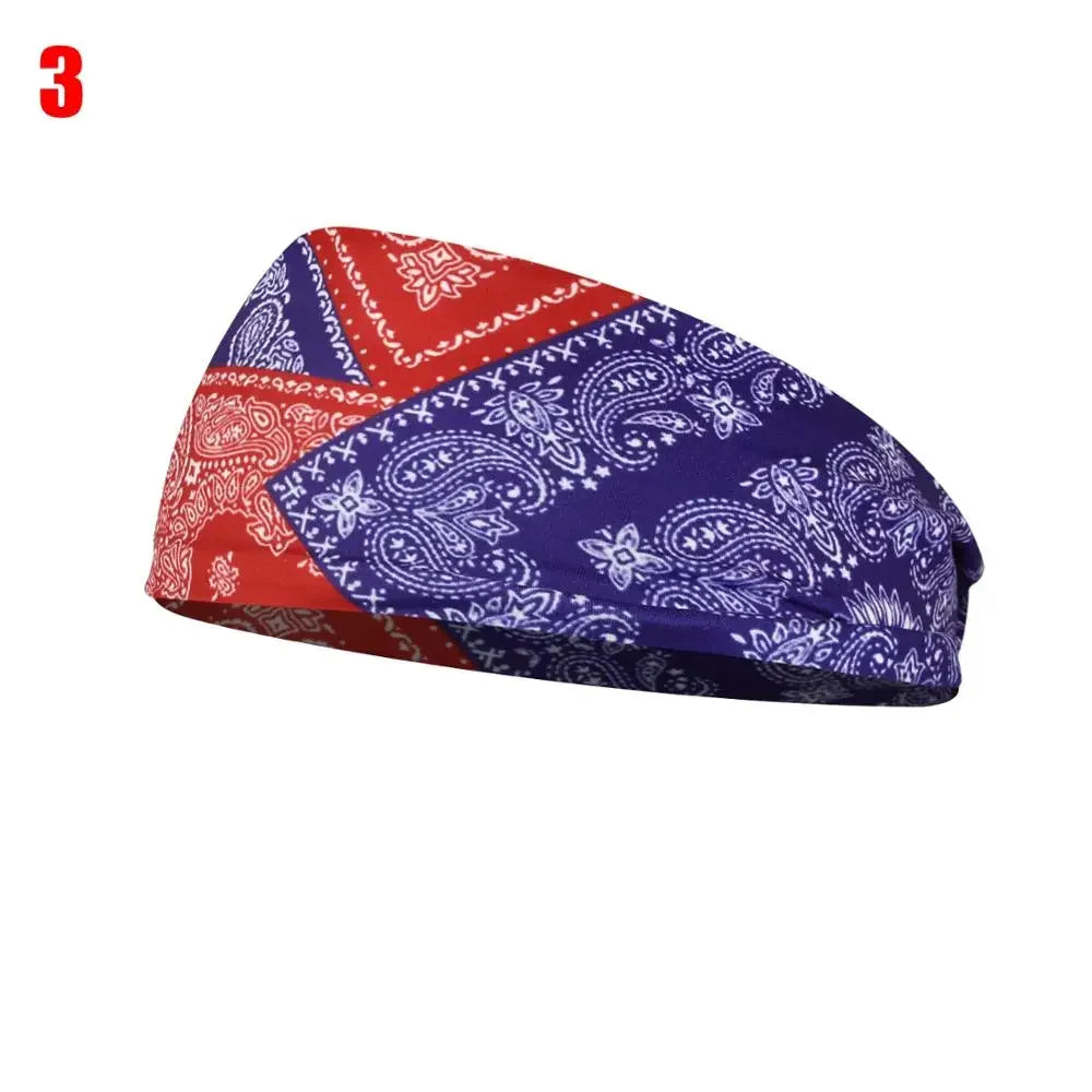 1PC Flag Pattern Stretchable Sports Headband Men Women Fitness Sweat Bands Anti-Slip Yoga Hair Bands Oudoor Headband Scarf