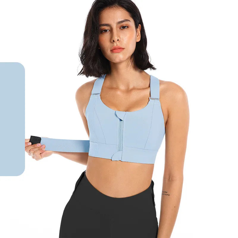 Front Zipper Sports Bra For Women Gym Plus Size 5XL Velcro Adjustable Fitness Yoga Shockproof High Support All-in-one Bras Top