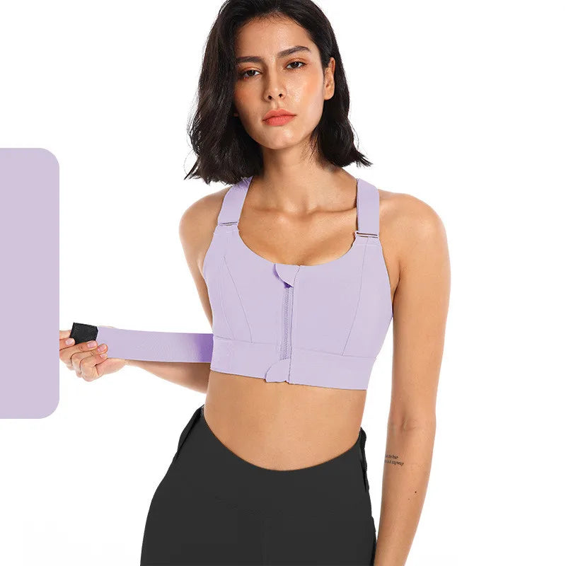 Front Zipper Sports Bra For Women Gym Plus Size 5XL Velcro Adjustable Fitness Yoga Shockproof High Support All-in-one Bras Top