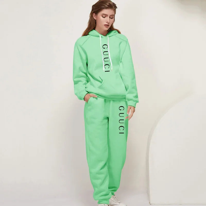 Autumn Winter Two Piece Set for Women Drawstring Women's Tracksuit Hooded Suit Quality Comfortable Casual Pullover Fashion Daily