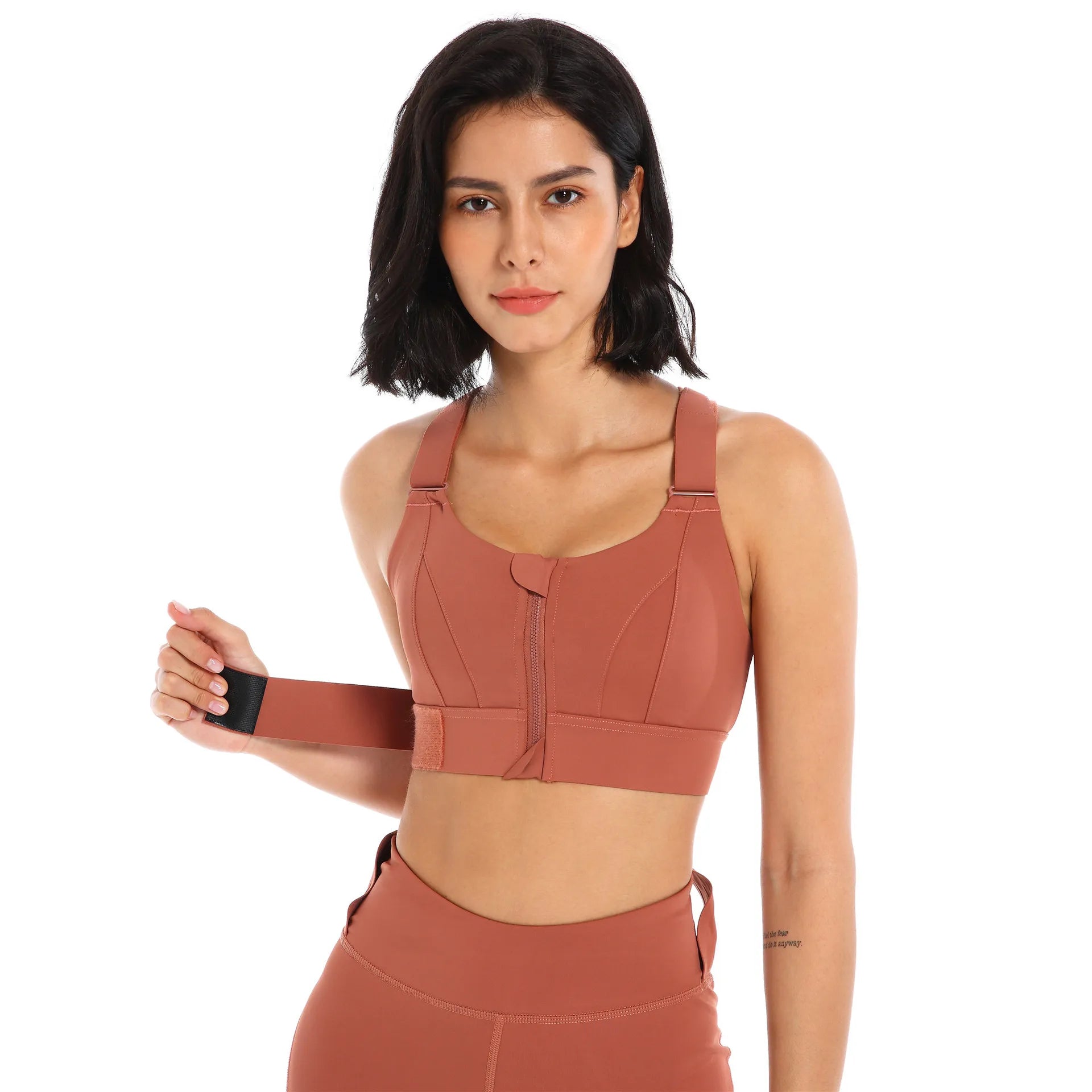 Front Zipper Sports Bra For Women Gym Plus Size 5XL Velcro Adjustable Fitness Yoga Shockproof High Support All-in-one Bras Top