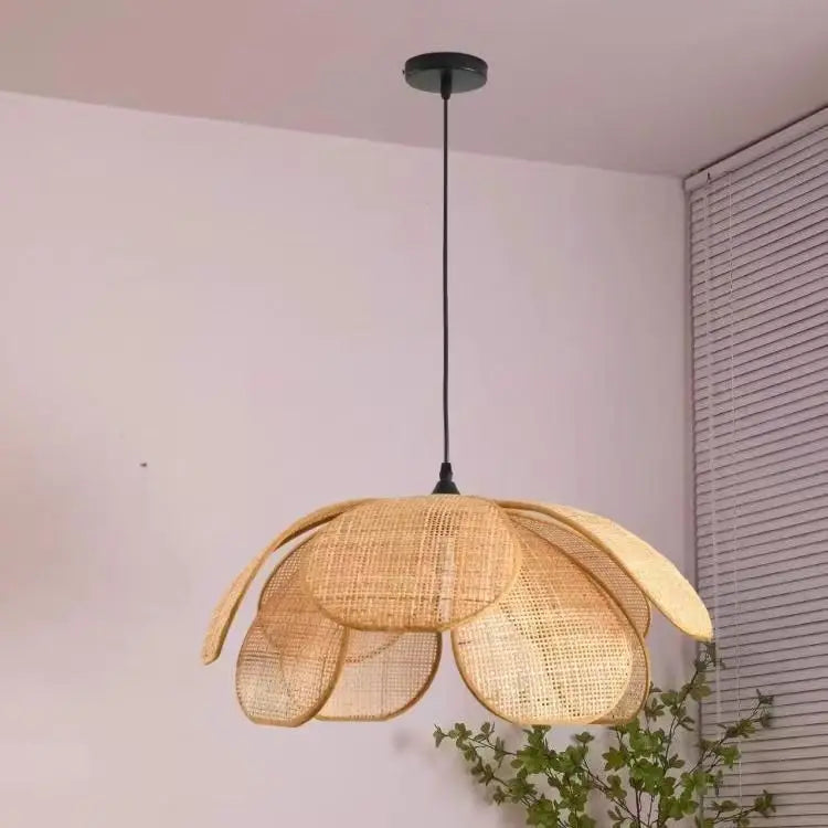 Rattan Woven Petal Pendant