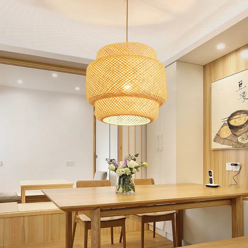 Hand Knitted  Bamboo Pendant Lamp