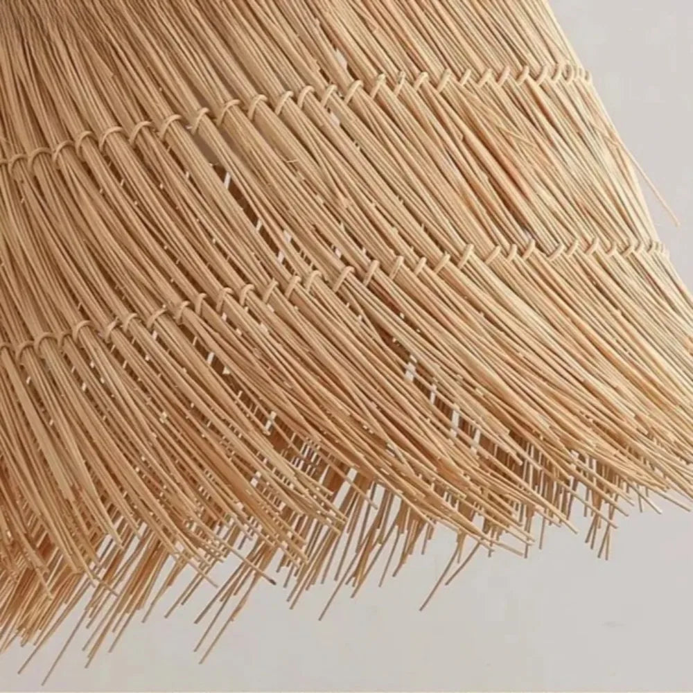 Rattan Chandeliers Hand Woven Straw Hat Lampshade