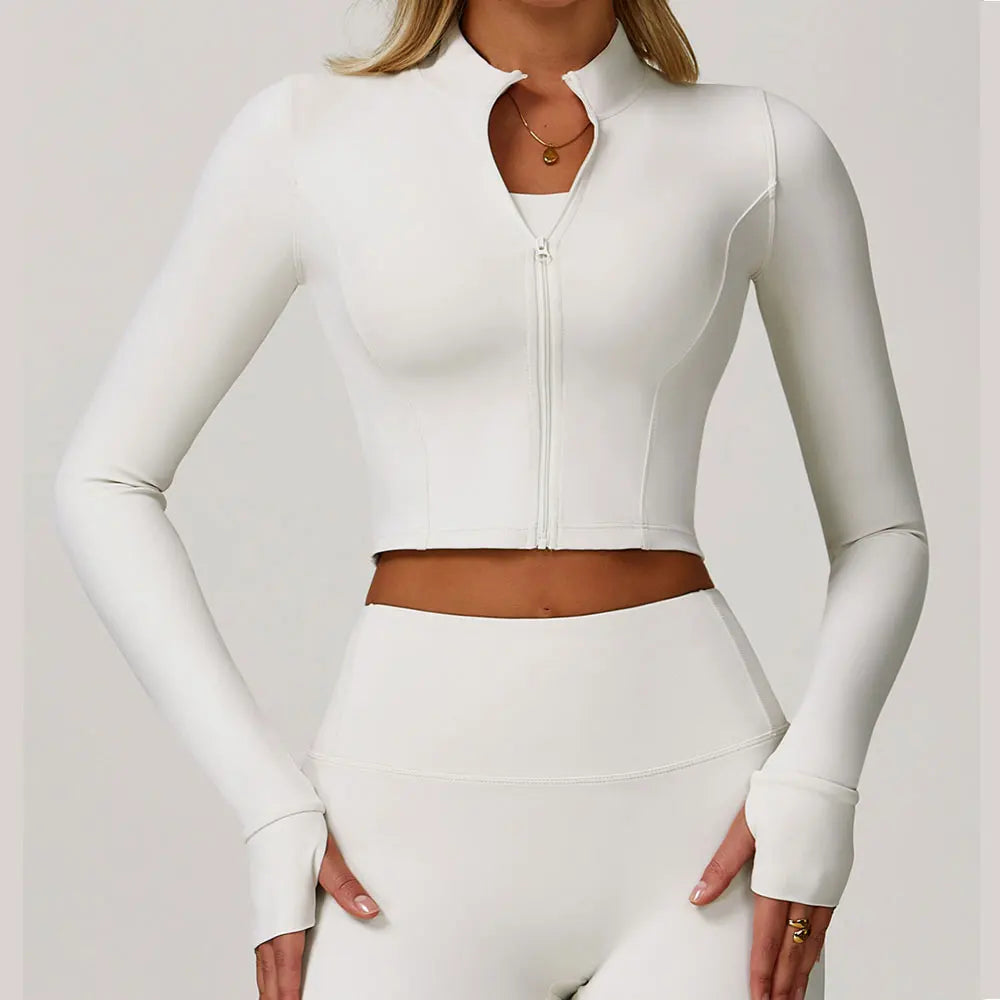 Women's Yoga Long Sleeve Sports Jacket Sexy Zip Fitness Yoga Shirt Gym Top Activewear Running Coats Workout Clothes For Cycling