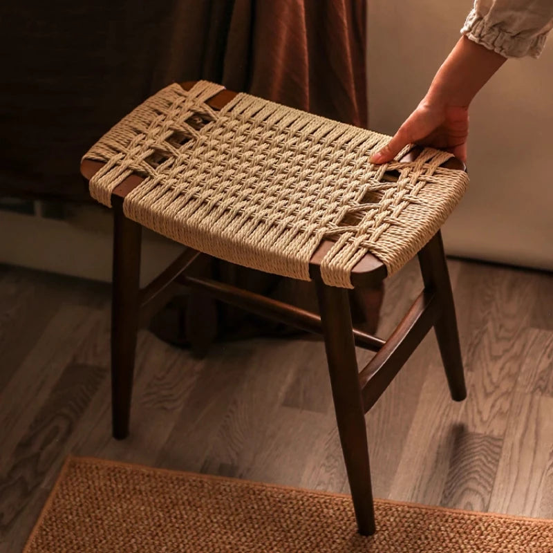 French Solid Wood Shoe Stool