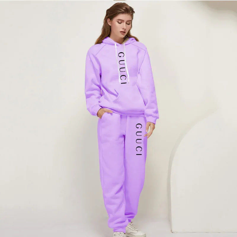 Autumn Winter Two Piece Set for Women Drawstring Women's Tracksuit Hooded Suit Quality Comfortable Casual Pullover Fashion Daily