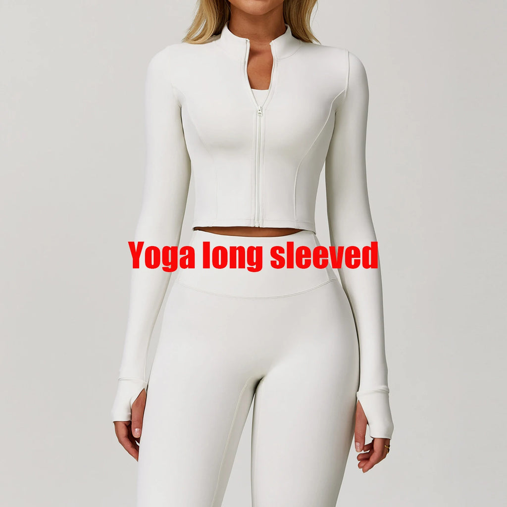 Women's Yoga Long Sleeve Sports Jacket Sexy Zip Fitness Yoga Shirt Gym Top Activewear Running Coats Workout Clothes For Cycling