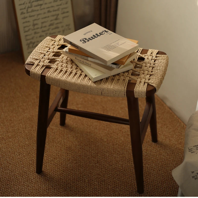 French Solid Wood Shoe Stool