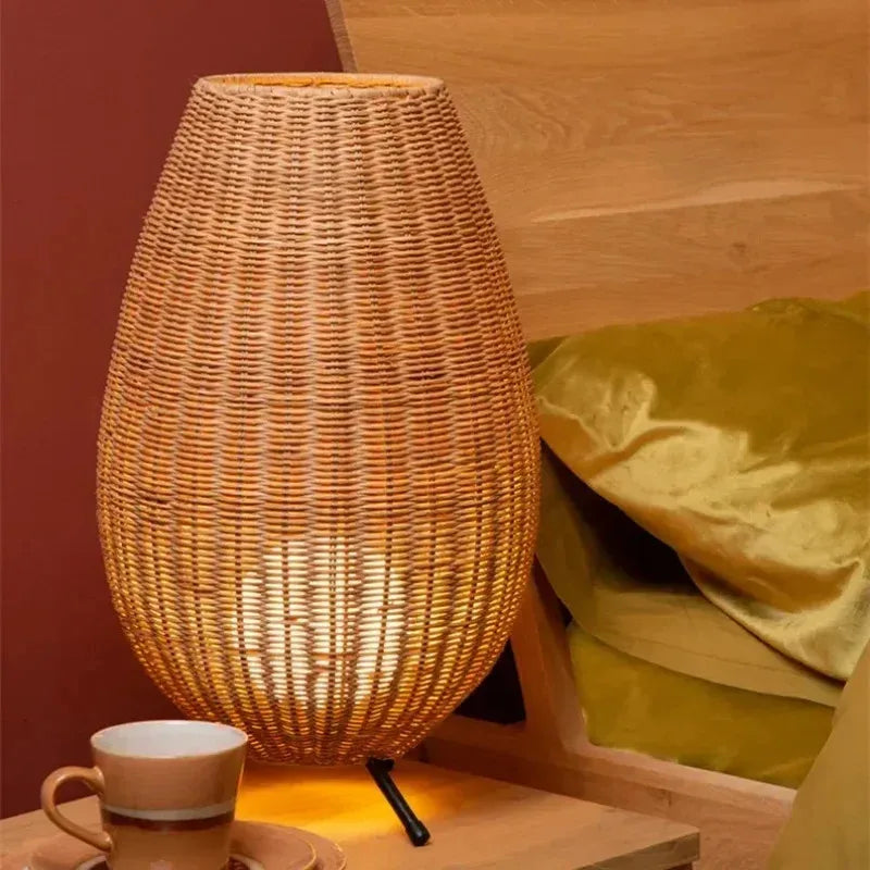 Natural handmade rattan floor lamp