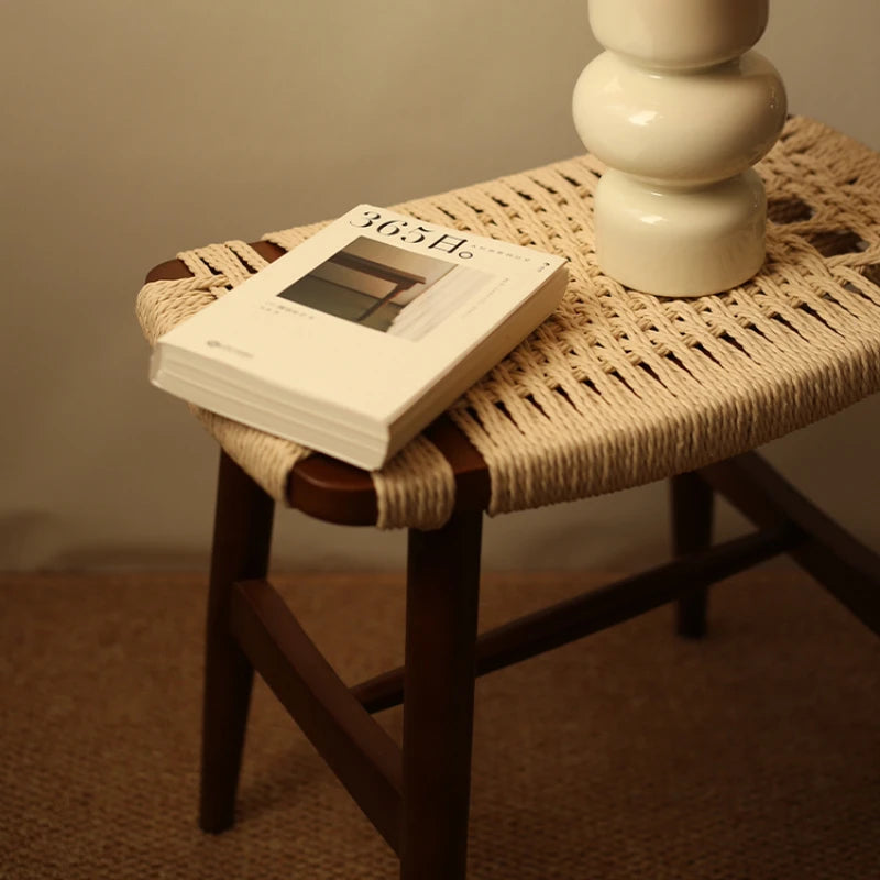 French Solid Wood Shoe Stool