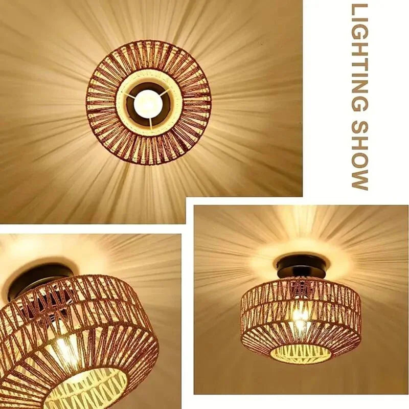 Natural Bamboo Ceiling Chandelier Hanging Lamp Handmade