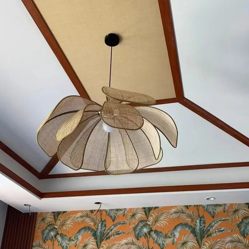 Rattan Woven Petal Pendant