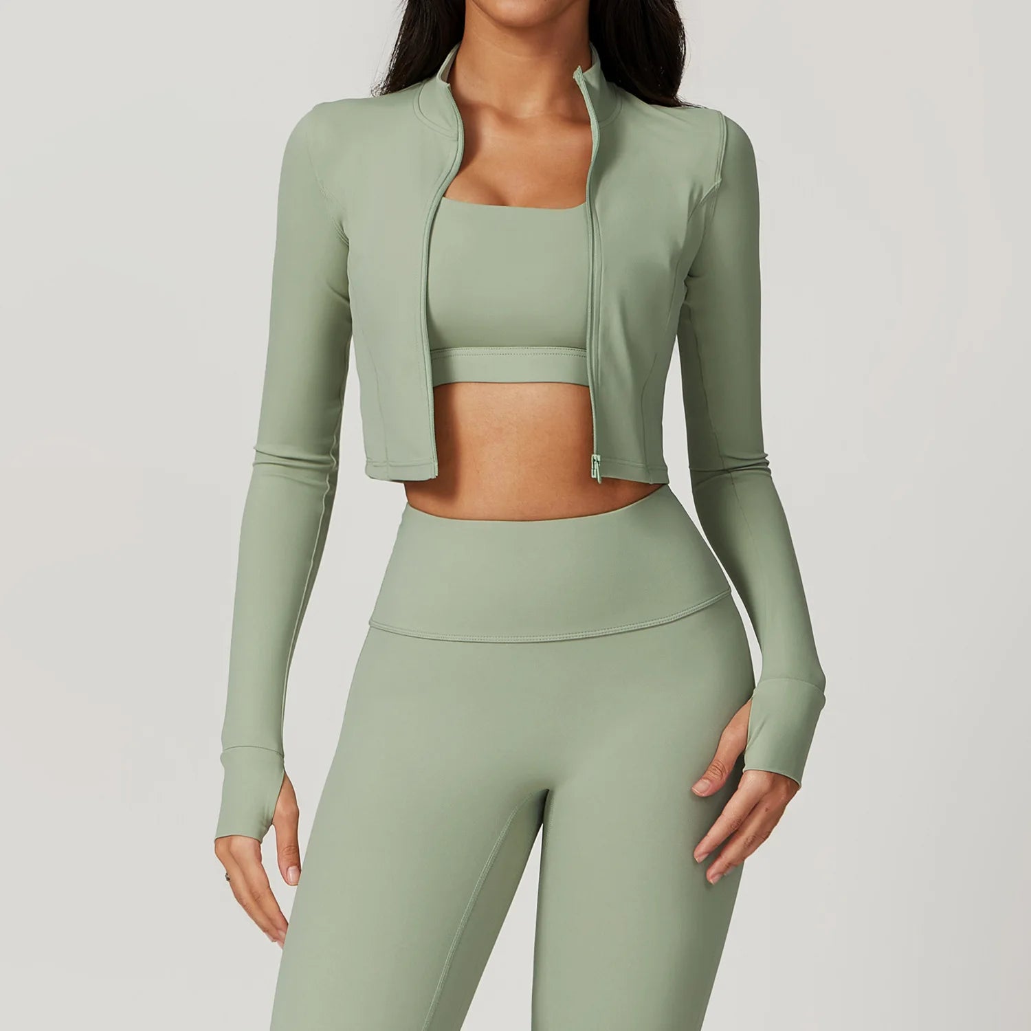Women's Yoga Long Sleeve Sports Jacket Sexy Zip Fitness Yoga Shirt Gym Top Activewear Running Coats Workout Clothes For Cycling