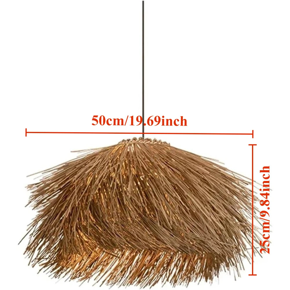 Rattan Chandeliers Hand Woven Straw Hat Lampshade