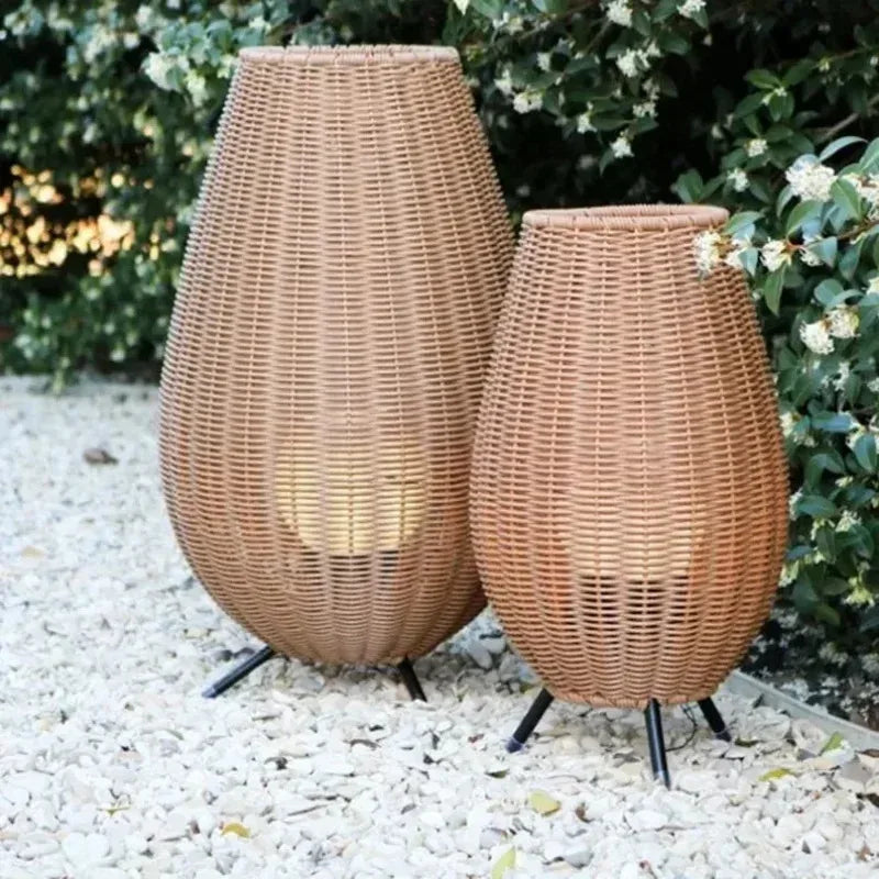 Natural handmade rattan floor lamp