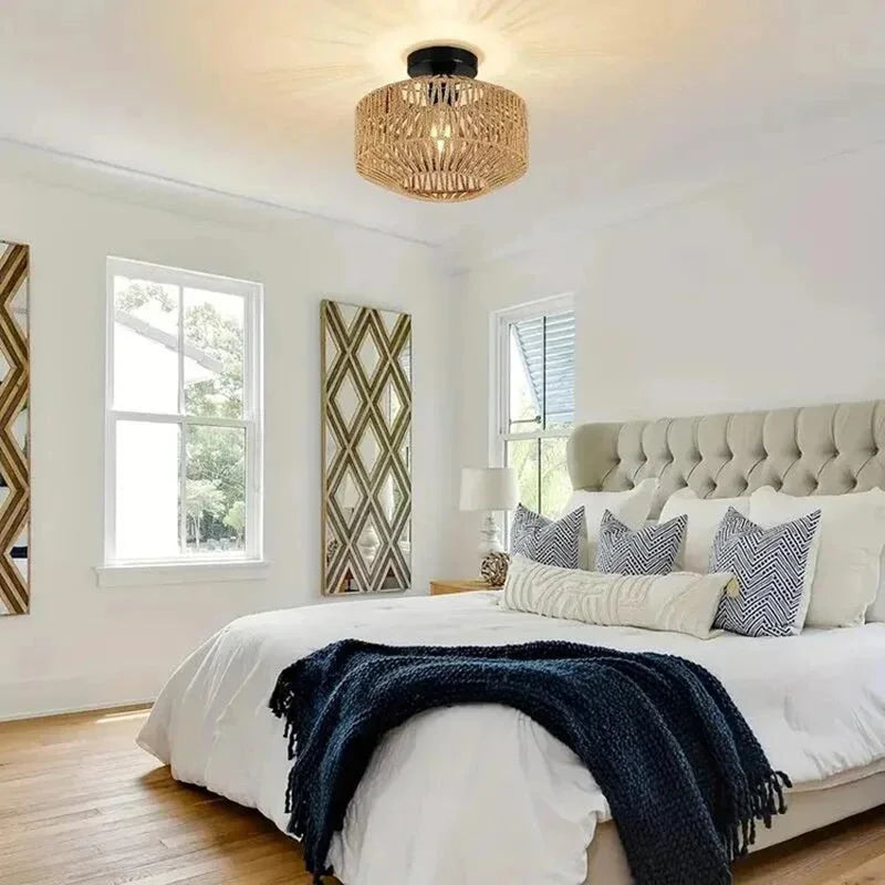 Natural Bamboo Ceiling Chandelier Hanging Lamp Handmade