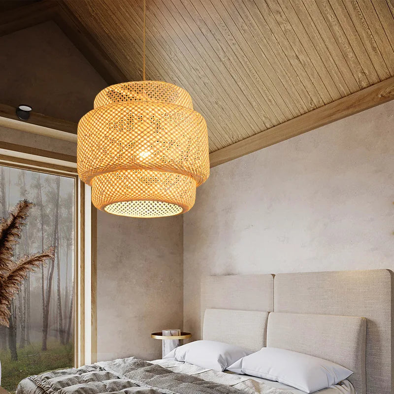 Hand Knitted  Bamboo Pendant Lamp