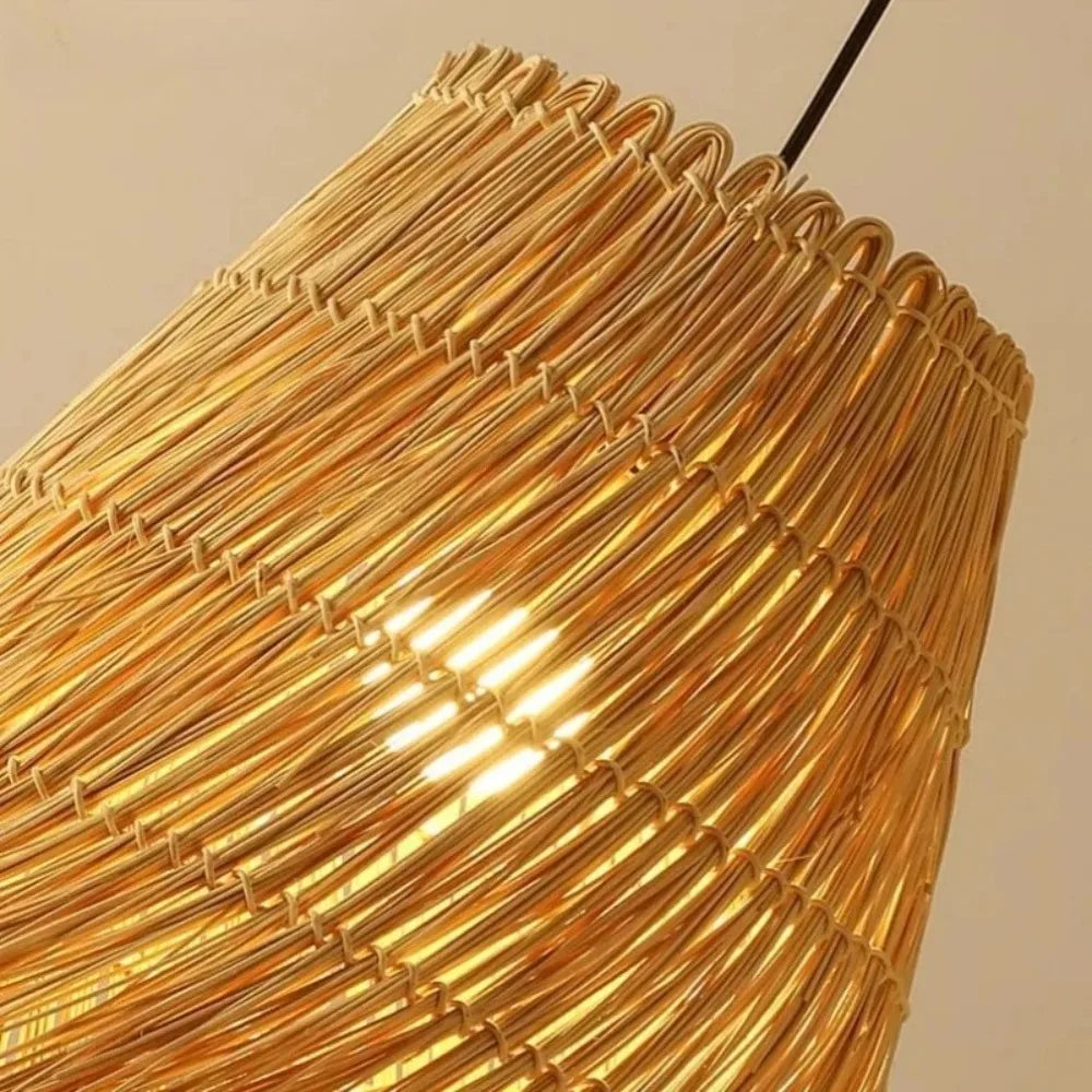Rattan Chandeliers Hand Woven Straw Hat Lampshade