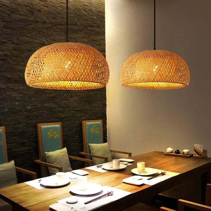 Hand Knitted  Bamboo Pendant Lamp