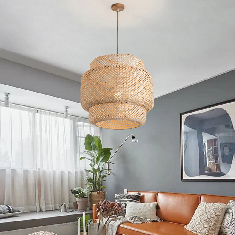 Hand Knitted  Bamboo Pendant Lamp
