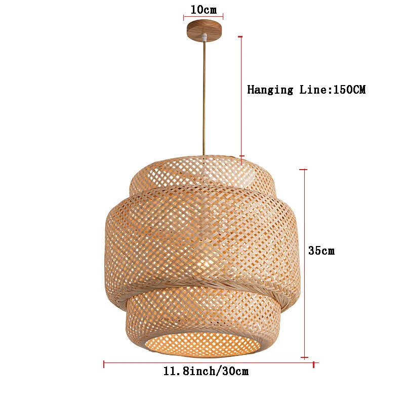 Hand Knitted  Bamboo Pendant Lamp