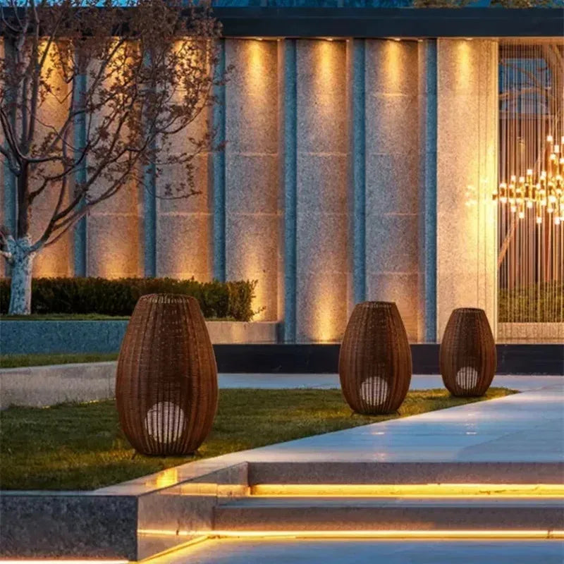 Natural handmade rattan floor lamp