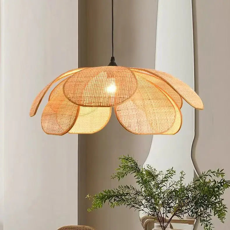 Rattan Woven Petal Pendant