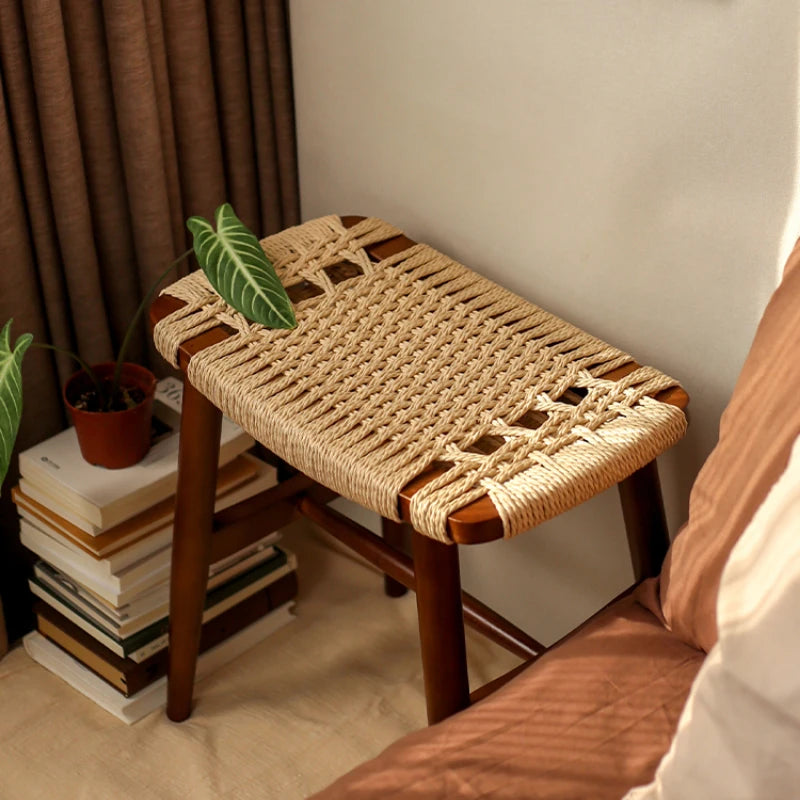 French Solid Wood Shoe Stool