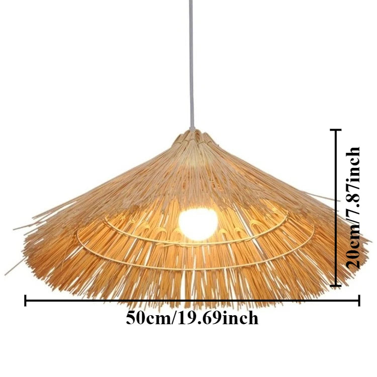 Rattan Chandeliers Hand Woven Straw Hat Lampshade