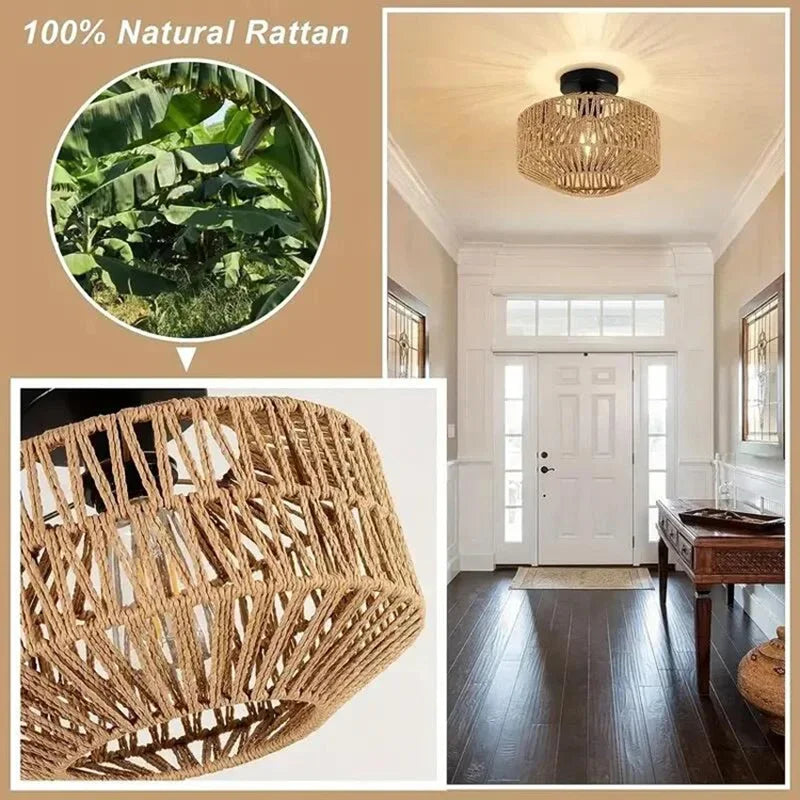 Natural Bamboo Ceiling Chandelier Hanging Lamp Handmade